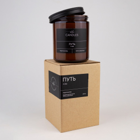 Свеча в банке с крышкой ароматическая Путь (соевый воск), H9,5xD7,5см, коричневый в интернет-магазине флористических аксессуаров Азалия Декор