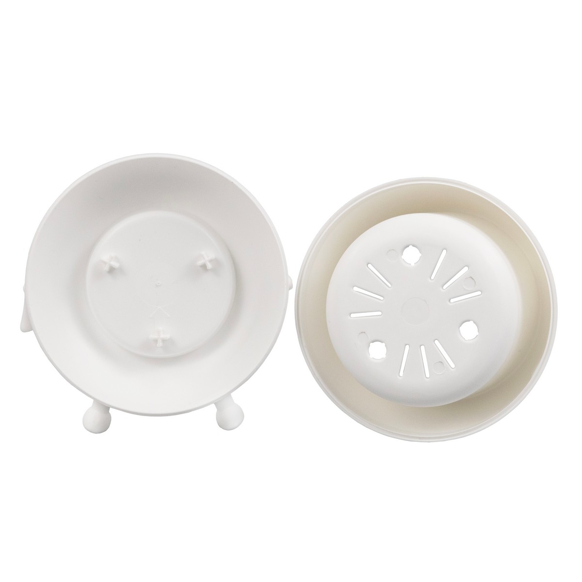 Кашпо Мистер Грин (пластик), D11xH9см, 0,6л, белый в интернет-магазине флористических аксессуаров Азалия Декор