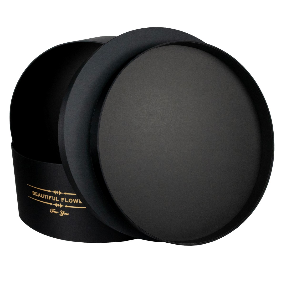 Набор коробок подарочных круглых 2шт., D49xH19,8см, черный в интернет-магазине флористических аксессуаров Азалия Декор