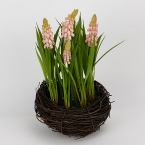 Мускари в кашпо, 12х12х27см, розовый в интернет-магазине флористических аксессуаров Азалия Декор