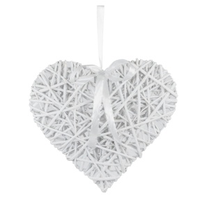 Сердце плетеное подвесное (ива), 40x40см, белый в интернет-магазине флористических аксессуаров Азалия Декор