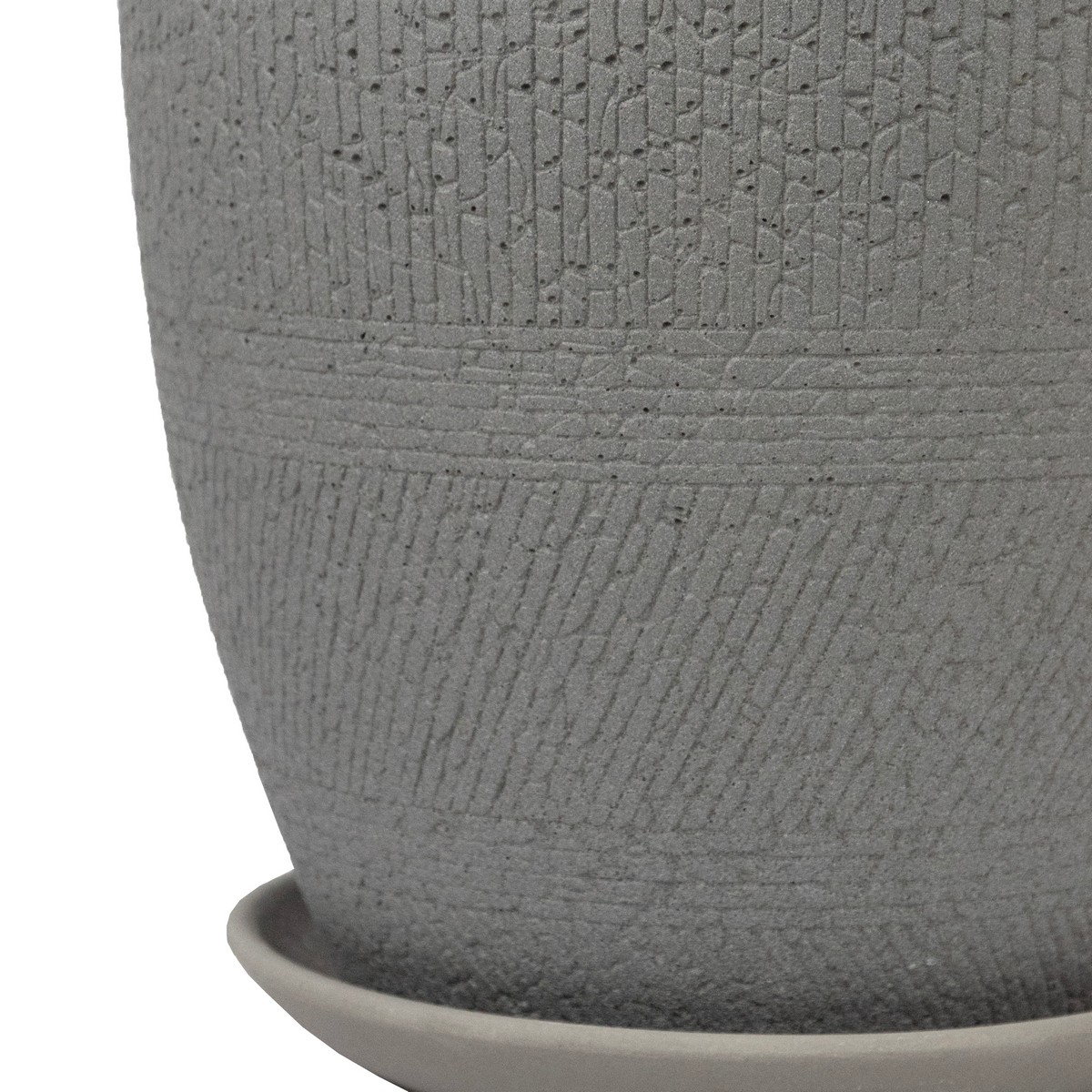 Цв. горшок с поддоном Деним (бетон), D25xH23см, 8л, серый в интернет-магазине флористических аксессуаров Азалия Декор