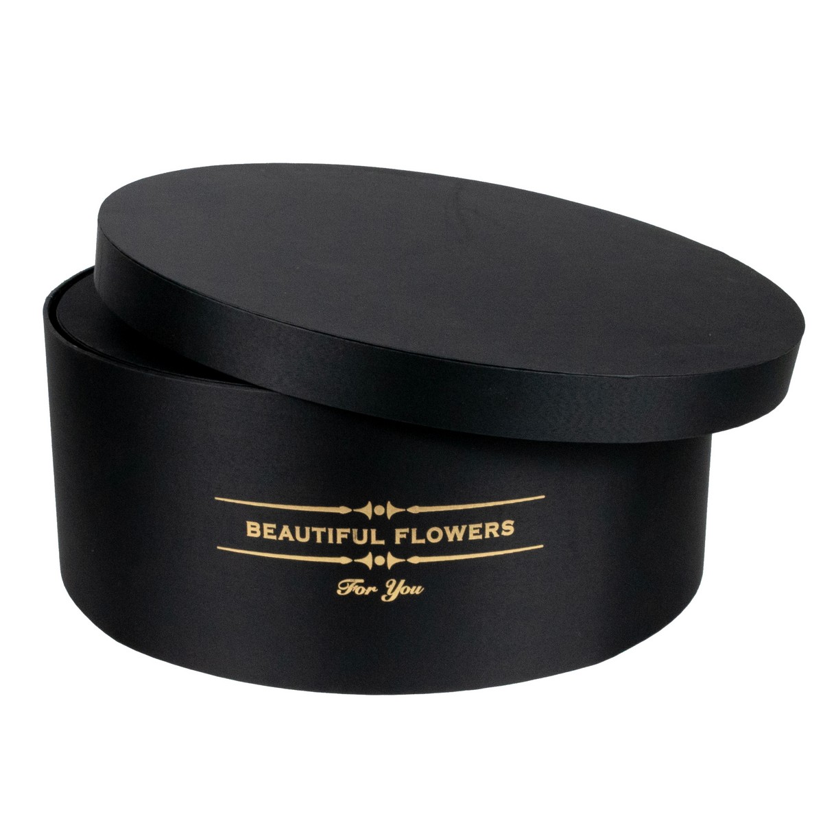 Набор коробок подарочных круглых 2шт., D49xH19,8см, черный в интернет-магазине флористических аксессуаров Азалия Декор