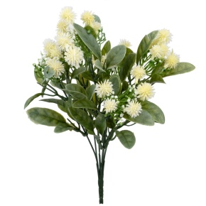 Зелень с цветами на вставке, 32см, зеленый/белый в интернет-магазине флористических аксессуаров Азалия Декор