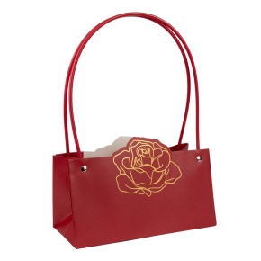 Пакет для цветов водостойкий Роза (крафт), 22х10,5х13,5см (в уп. 10шт.), красный в интернет-магазине флористических аксессуаров Азалия Декор