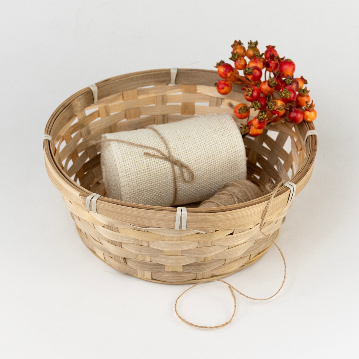 Кашпо плетеное (бамбук), D25хH10см, натуральный в интернет-магазине флористических аксессуаров Азалия Декор