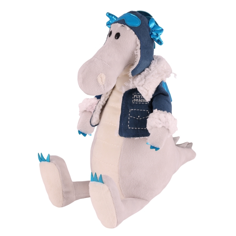 Игрушка м/н Дракон Эштон в дубленке и шлеме, 25см, серый/синий в интернет-магазине флористических аксессуаров Азалия Декор