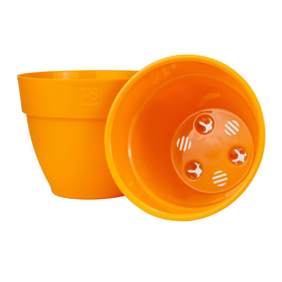 Кашпо со вставкой Лори (пластик), D17xH13,9см, 2,1л, оранжевый в интернет-магазине флористических аксессуаров Азалия Декор