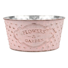 Кашпо (металл), D18xH9см, розовый в интернет-магазине флористических аксессуаров Азалия Декор