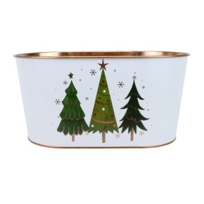 Кашпо Елочки (металл), 22,5х13,5хH11см, белый в интернет-магазине флористических аксессуаров Азалия Декор