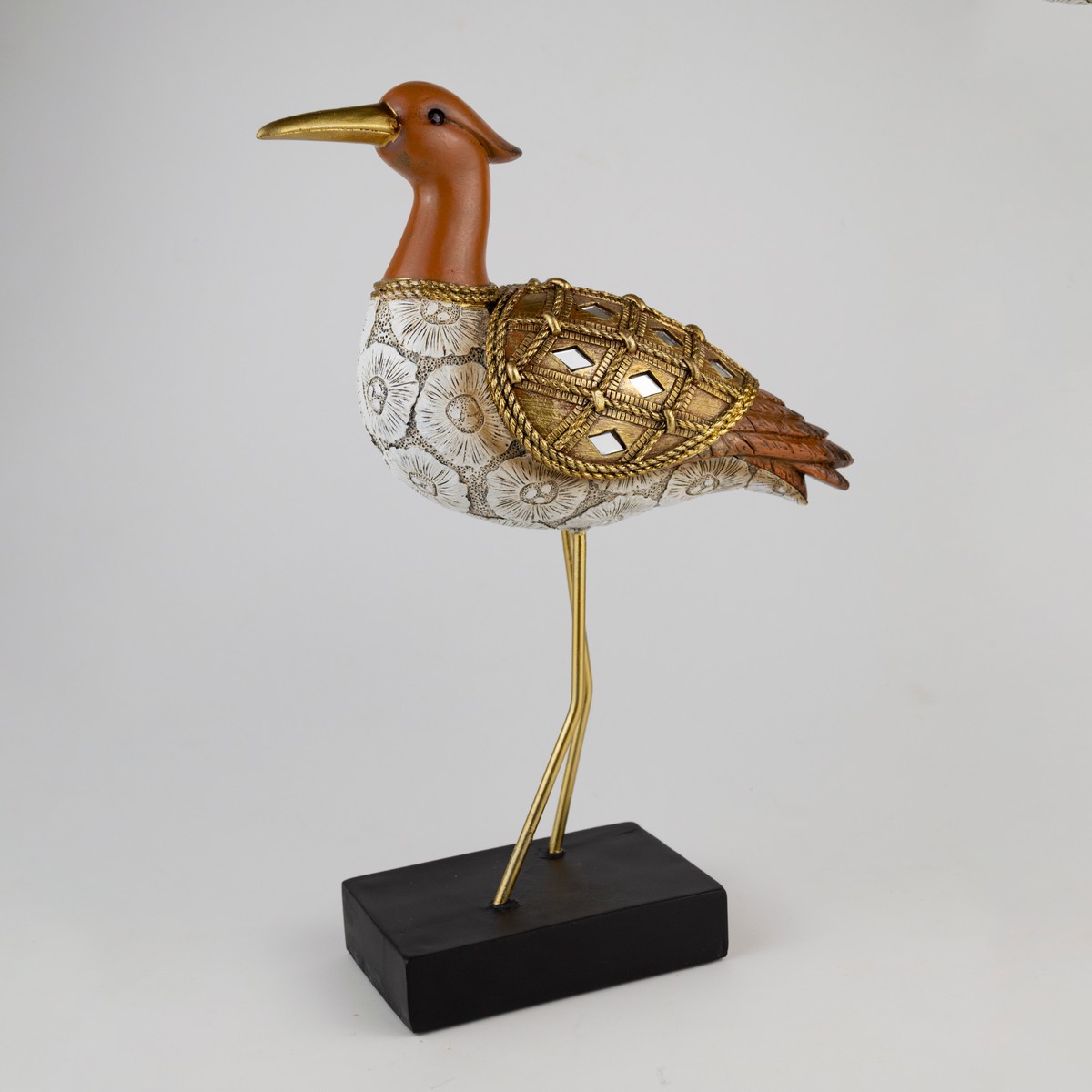 Сувенир Цапля (полирезин), Н33х23х9см, коричневый в интернет-магазине флористических аксессуаров Азалия Декор