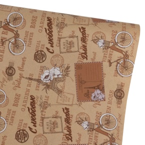 Бумага упаковочная крафт Париж С Любовью! 60гр, 68 см 10 м, натуральный/белый в интернет-магазине флористических аксессуаров Азалия Декор