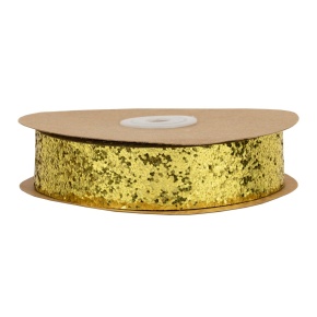 Лента Глиттер (полиэстер), 25 мм 10 м, золотой в интернет-магазине флористических аксессуаров Азалия Декор