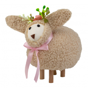 Сувенир Овечка (пенопласт/текстиль), H16x15x11см, бежевый в интернет-магазине флористических аксессуаров Азалия Декор