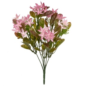 Зелень с цветами на вставке, 32см, зеленый/розовый в интернет-магазине флористических аксессуаров Азалия Декор