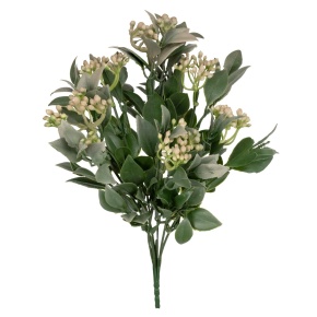 Зелень с ягодами на вставке, 30см, зеленый/кремовый в интернет-магазине флористических аксессуаров Азалия Декор