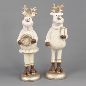 Сувенир Олень Мальчик/Девочка (полирезин), Н16,5х5х4,5см, в асс., шампань в интернет-магазине флористических аксессуаров Азалия Декор