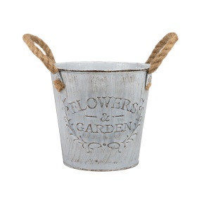 Кашпо с ручками (металл), D13xH12см, белый в интернет-магазине флористических аксессуаров Азалия Декор