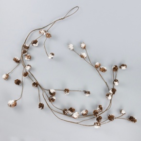 Гирлянда с шишками заснеженная, 130см, коричневый в интернет-магазине флористических аксессуаров Азалия Декор