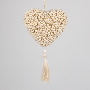 Украшение подвесное Сердце с кисточкой, Н18х11х4см, золотой в интернет-магазине флористических аксессуаров Азалия Декор