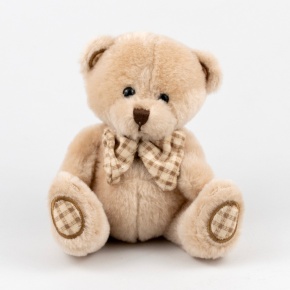 Игрушка м/н Медведь с бантом, 15см, беж. в интернет-магазине флористических аксессуаров Азалия Декор