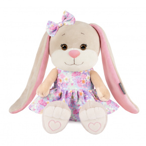 Игрушка м/н Зайка Лин в подар. кор., 25см, кремовый/сиреневый в интернет-магазине флористических аксессуаров Азалия Декор