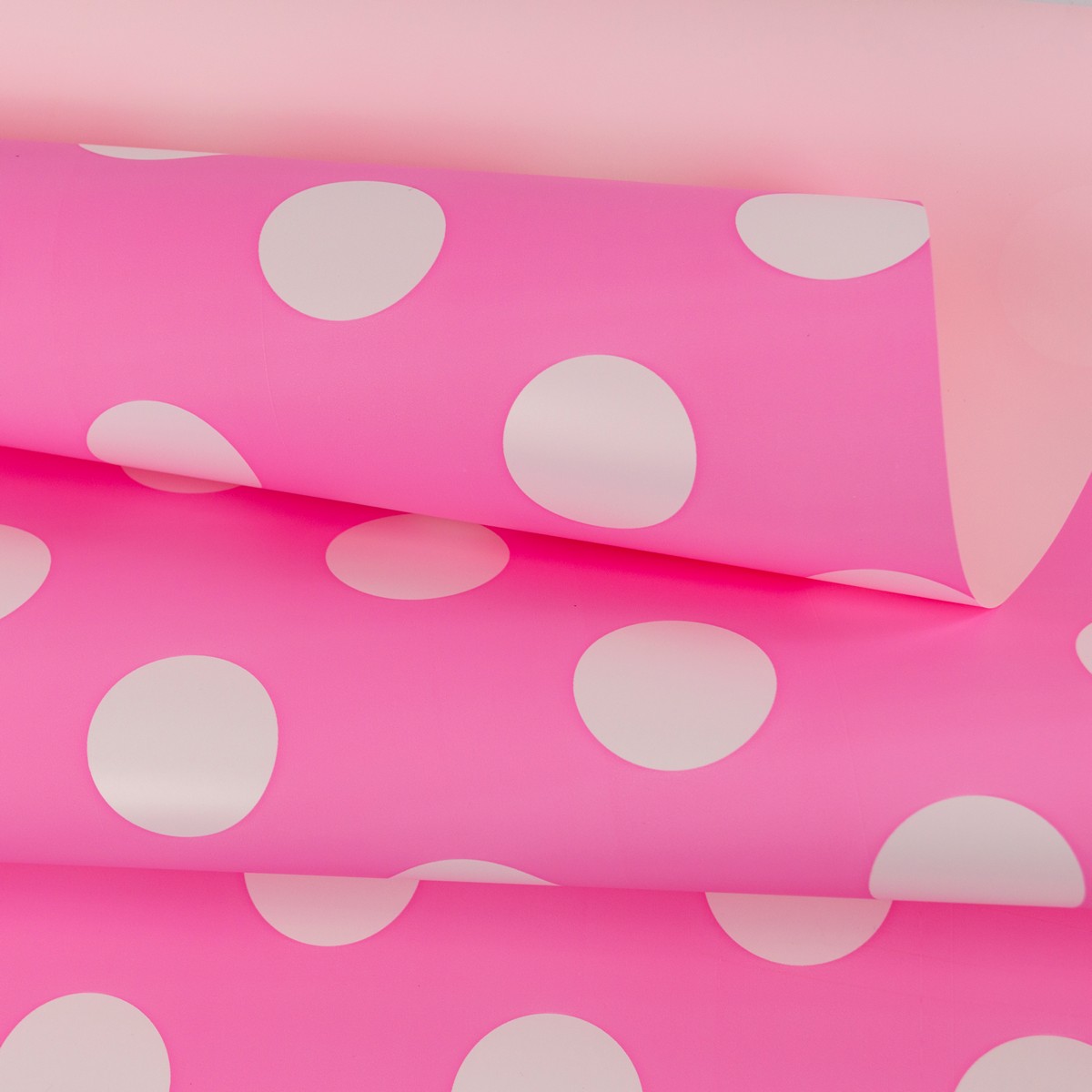 Пленка матовая двусторонняя Горох 60 см 10 м, розовый/светло-розовый в интернет-магазине флористических аксессуаров Азалия Декор