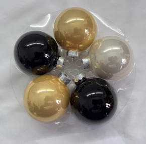 Набор шаров 15шт. в тубе (стекло), D6см, в асс., черн./зол./шамп. в интернет-магазине флористических аксессуаров Азалия Декор