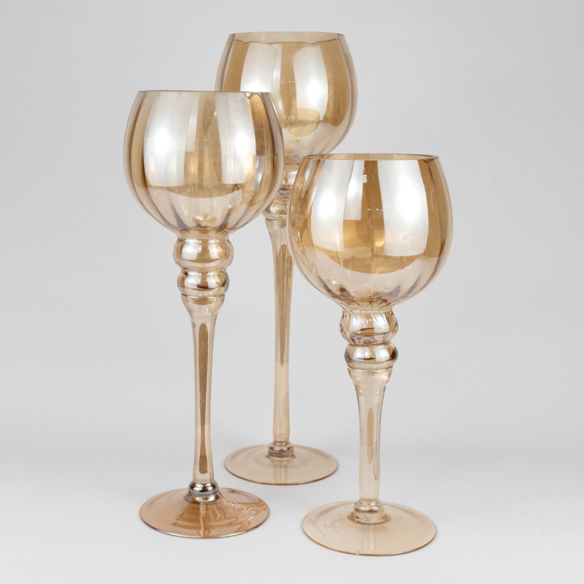 Набор ваз Бокал 3шт. (стекло), Н40/35/30см, шампань в интернет-магазине флористических аксессуаров Азалия Декор