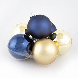 Набор шаров 15шт. в тубе (стекло), D6см, микс зол./син. в интернет-магазине флористических аксессуаров Азалия Декор