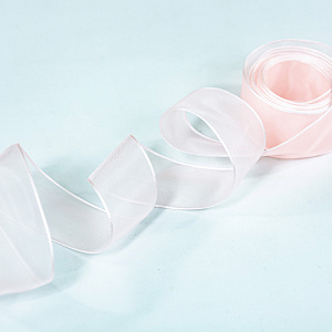 Лента (полиэстер), 25 мм 45,7 м, светло-розовый в интернет-магазине флористических аксессуаров Азалия Декор
