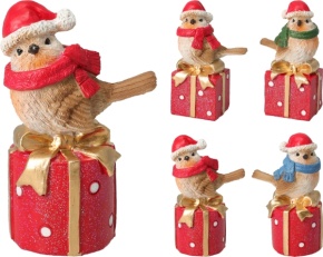 Сувенир Птичка с подарком (полистоун), 13х8,5х5,5см, в асс., цв. в асс. в интернет-магазине флористических аксессуаров Азалия Декор