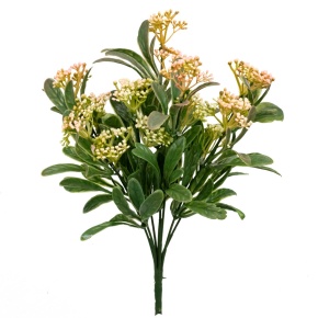 Зелень с ягодами на вставке, 29см, зеленый/розовый в интернет-магазине флористических аксессуаров Азалия Декор