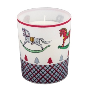 Свеча в стакане Лошадки (24 часа, стекло), D7,5хH9,5см, белый в интернет-магазине флористических аксессуаров Азалия Декор