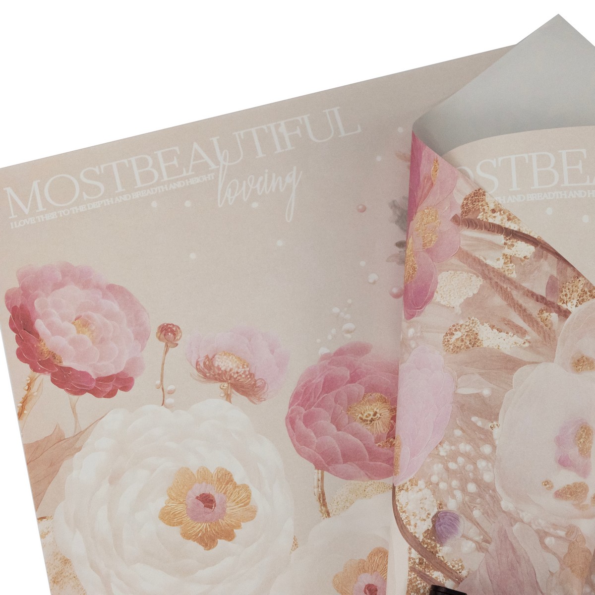 Бумага для цветов Флора 100гр/м2, 15 листов, 38х52см, бежевый/ розовый в интернет-магазине флористических аксессуаров Азалия Декор