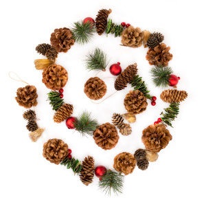 Гирлянда с шишками, 150см, красный в интернет-магазине флористических аксессуаров Азалия Декор