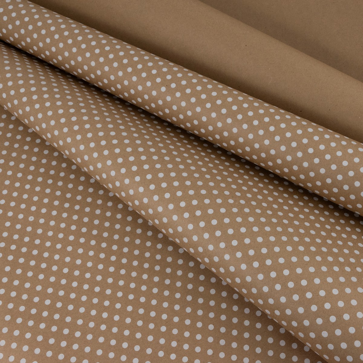 Бумага упаковочная крафт Горох 60гр, 72 см 10 м, натуральный/белый в интернет-магазине флористических аксессуаров Азалия Декор