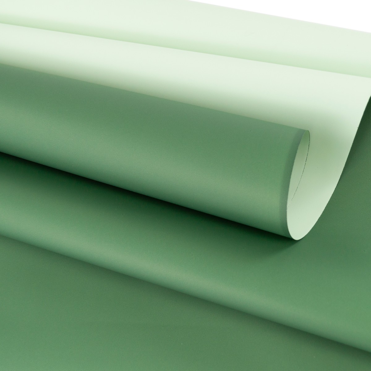 Пленка матовая двусторонняя 65мкр, 58 см 10 м, светло-зеленый/зеленый в интернет-магазине флористических аксессуаров Азалия Декор