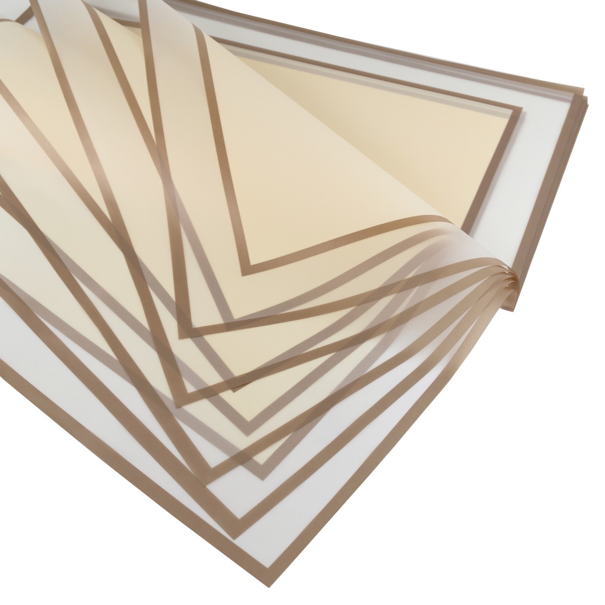 Пленка матовая с каймой 50мкр, 20 листов, 58х58см, кремовый в интернет-магазине флористических аксессуаров Азалия Декор