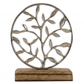 Сувенир Дерево (металл/дерево), H23,5x5x20см, серебряный в интернет-магазине флористических аксессуаров Азалия Декор