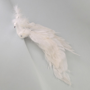 Набор павлинов на прищепках 2шт., 27см, бел. в интернет-магазине флористических аксессуаров Азалия Декор