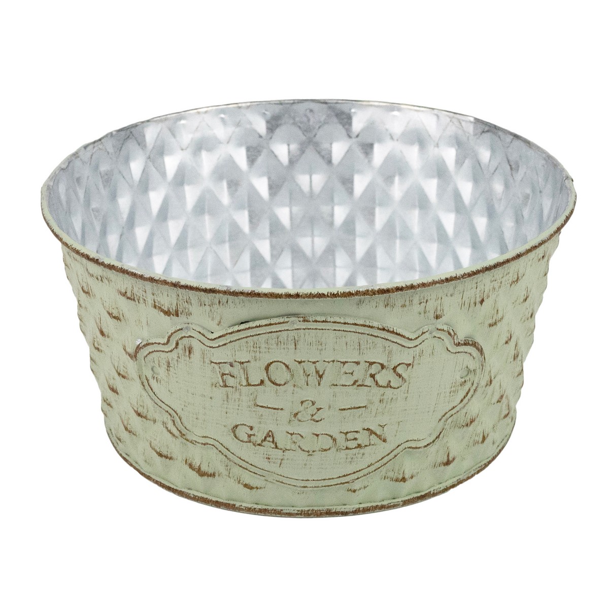 Кашпо (металл), D16xH8см, зеленый в интернет-магазине флористических аксессуаров Азалия Декор