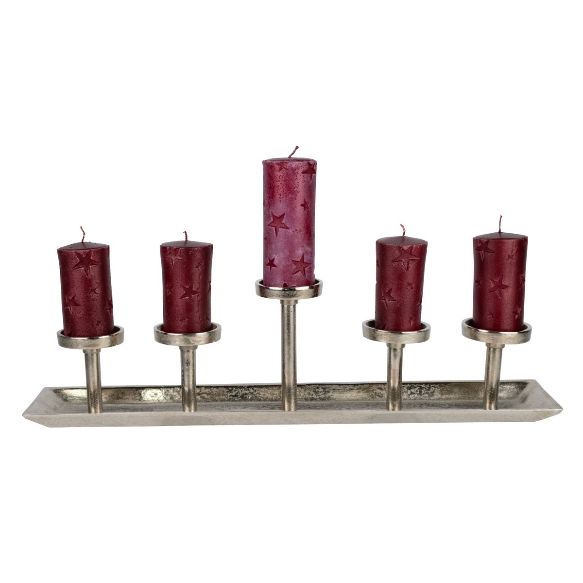 Подсвечник для 5 свечей (металл), H17x58x11,5см, серебряный в интернет-магазине флористических аксессуаров Азалия Декор