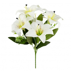 Лилия на вставке х5, 34см, белый в интернет-магазине флористических аксессуаров Азалия Декор