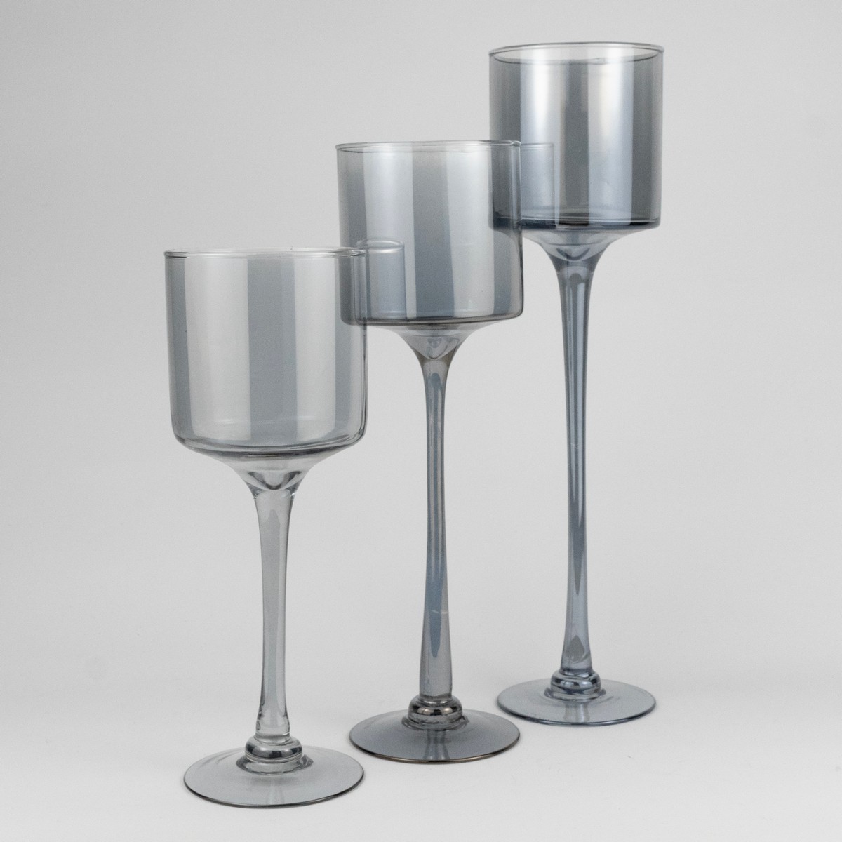 Набор ваз Бокал 3шт. (стекло), Н35/30/25см, серебр. в интернет-магазине флористических аксессуаров Азалия Декор