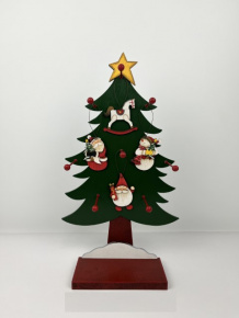 Украшение подвесное Новогоднее (дерево), H8,5x5,5см, в асс., красный/белый в интернет-магазине флористических аксессуаров Азалия Декор