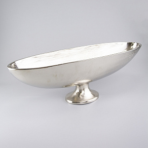 Блюдо на ножке (металл), 55х18xH18см, серебряный в интернет-магазине флористических аксессуаров Азалия Декор