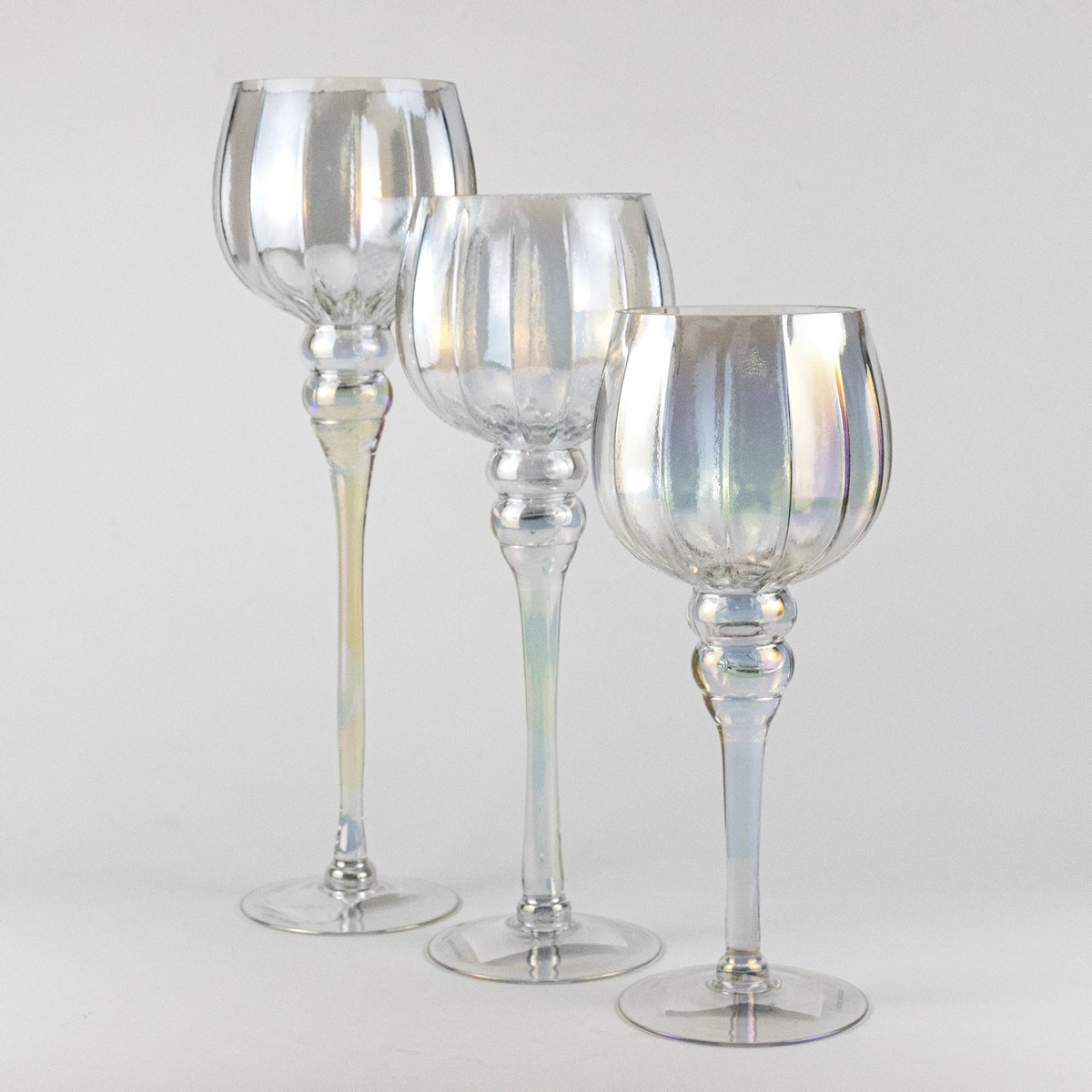 Набор ваз Бокал 3шт. (стекло), D13хH30/35/40см, прозрачный в интернет-магазине флористических аксессуаров Азалия Декор