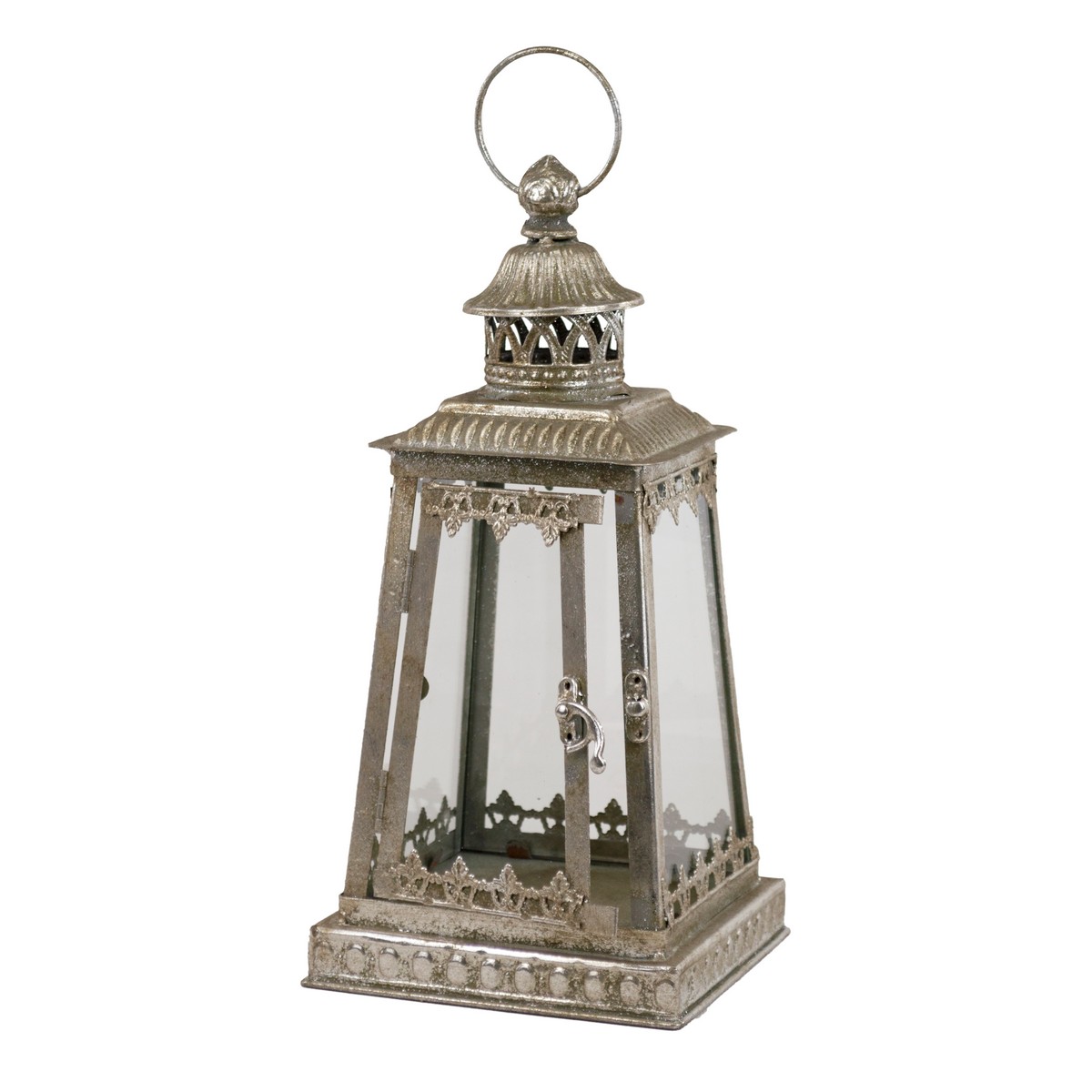 Фонарь (металл/стекло), 15,5х15,5хH32см, серебряный в интернет-магазине флористических аксессуаров Азалия Декор