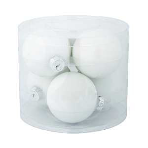 Набор шаров 6шт. в тубе (стекло), D8см, в асс., бел. в интернет-магазине флористических аксессуаров Азалия Декор